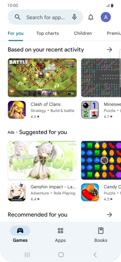 Press the search field.