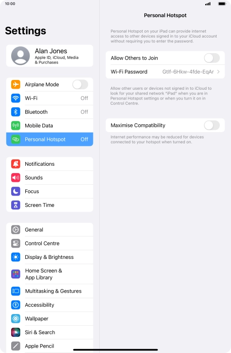 Press Wi-Fi Password and key in the required password.