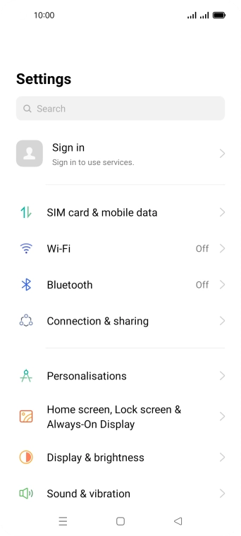 Press Connection & sharing.