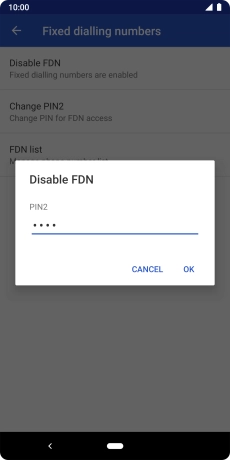 Key in your PIN2 and press OK. The default PIN2 is 0000.