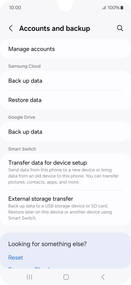 Press Manage accounts.