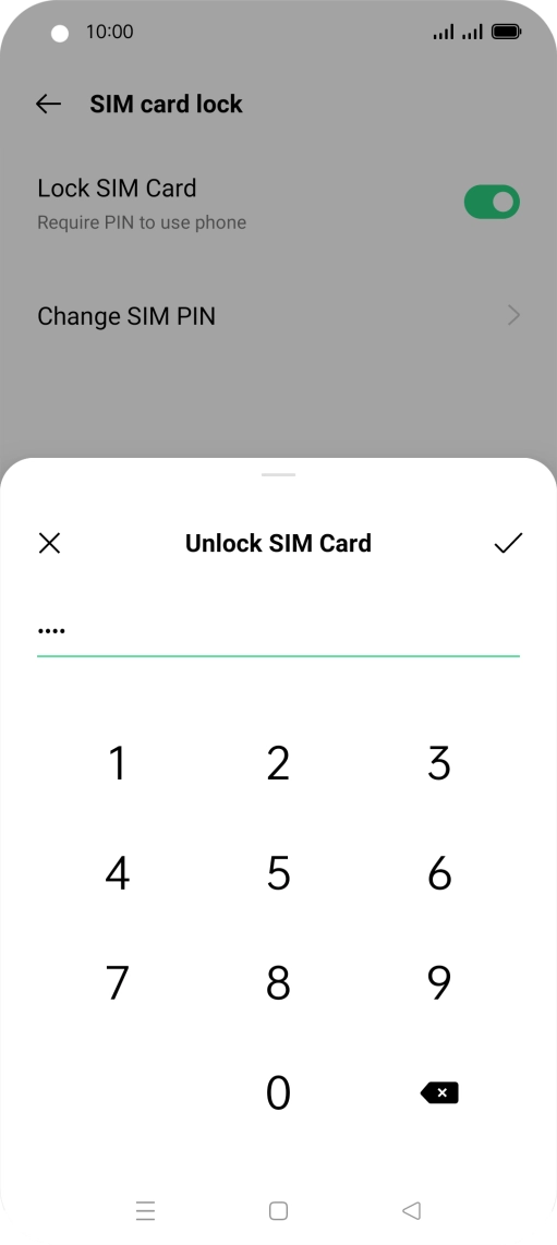 Key in your PIN and press the confirm icon. The default PIN is 1111.