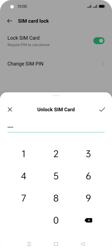 Key in your PIN and press the confirm icon. The default PIN is 1111.