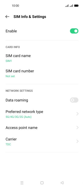 Press Preferred network type.
