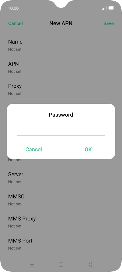 Key in secure and press OK.