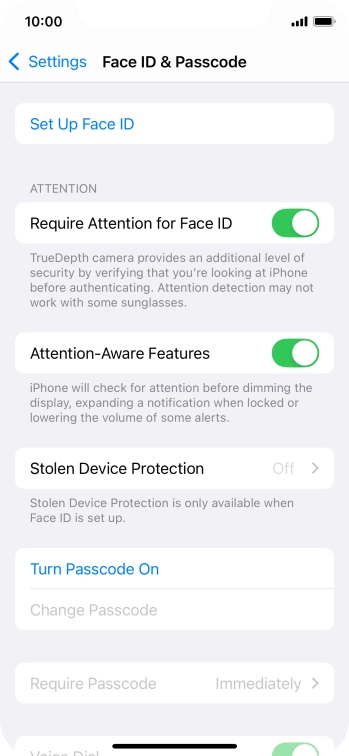 Press Turn Passcode On and key in a phone lock code of your own choice twice.