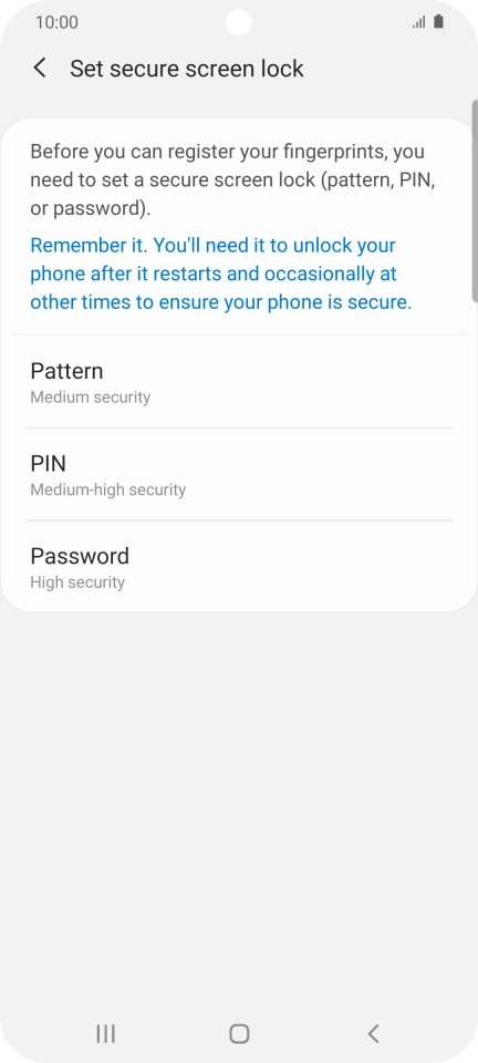 Press the required phone lock code and follow the instructions on the screen to create an additional phone lock code.