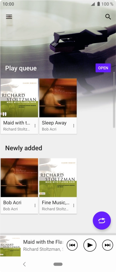 Slide your finger right starting from the left side of the screen.