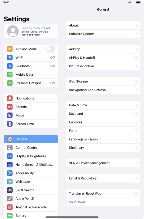 Press Sign in to your iPad.