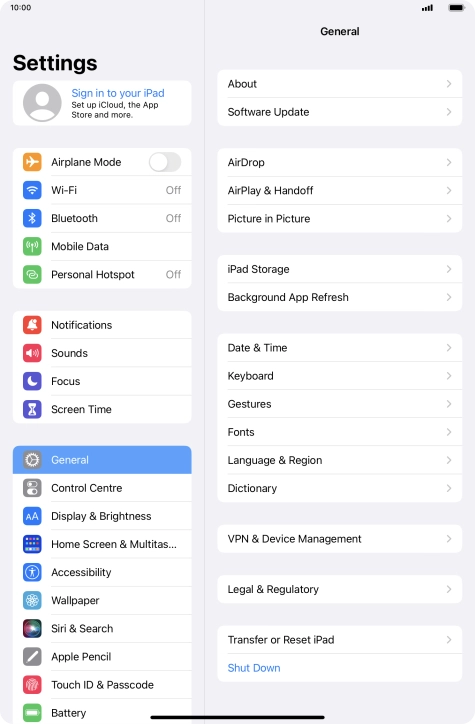 Press Sign in to your iPad.