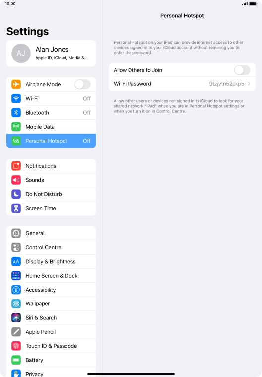 Press Wi-Fi Password and key in the required password.