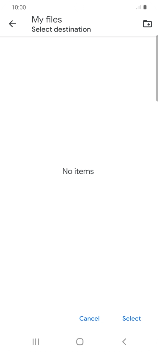 To create a new folder, press the new folder icon and follow the instructions on the screen to create a new folder.