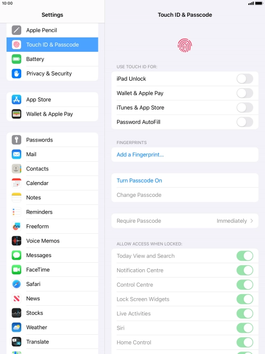 Press Add a Fingerprint... and follow the instructions on the screen to add your fingerprint.