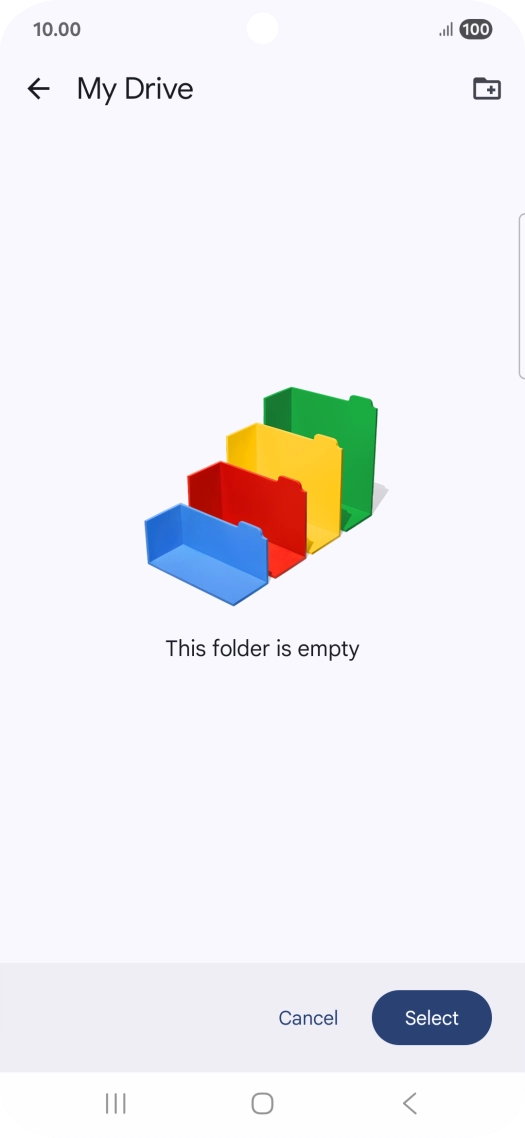 To create a new folder, press the new folder icon and follow the instructions on the screen to create a new folder.