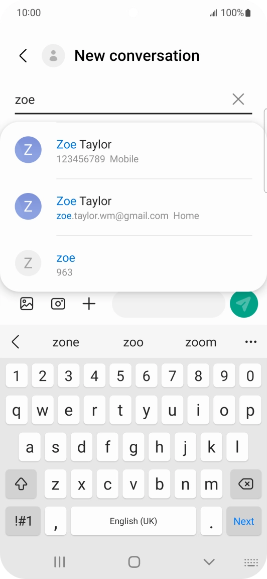 Press the required contact.