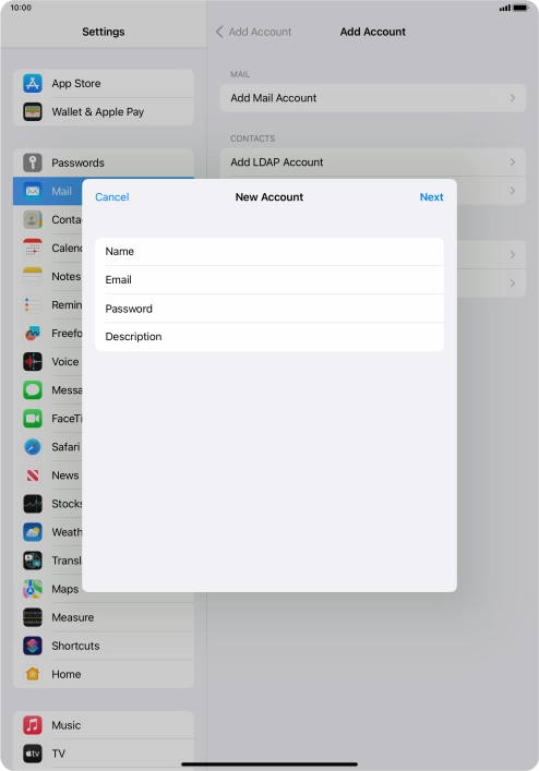 Press Description and key in the required name.