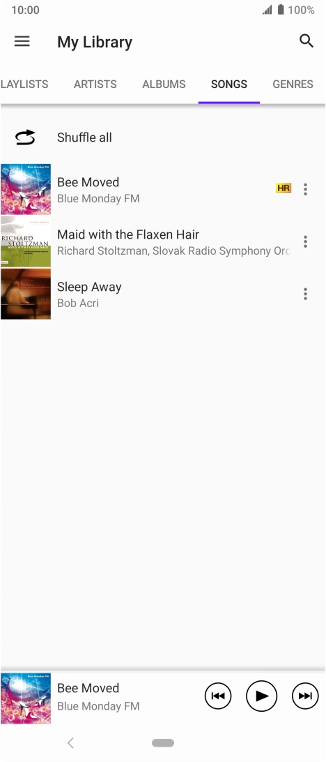 Press the required audio file.