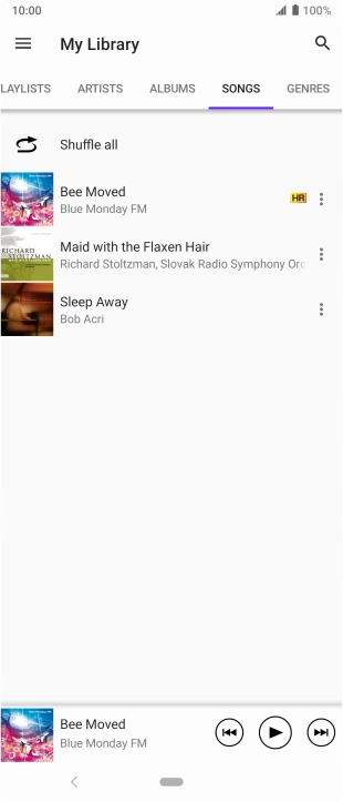 Press the required audio file.