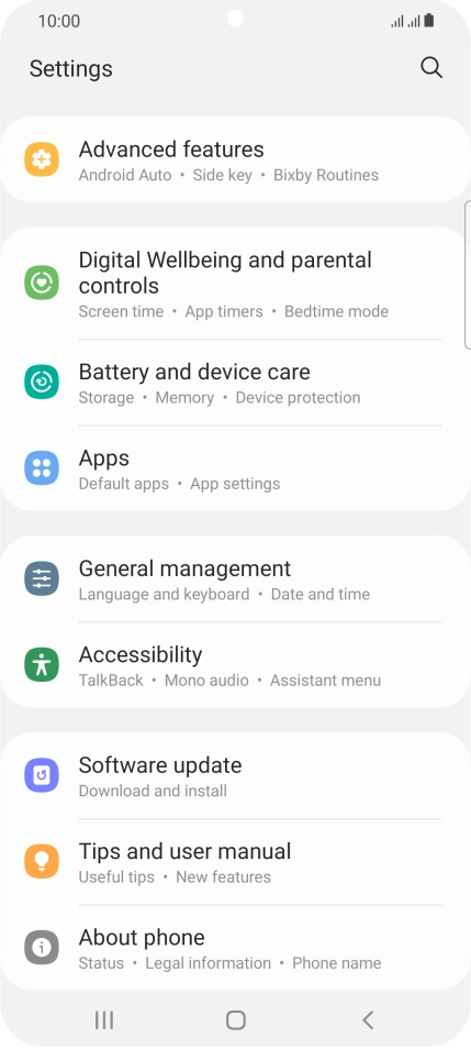 Press Battery and device care.