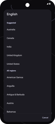 Press the required country or area.