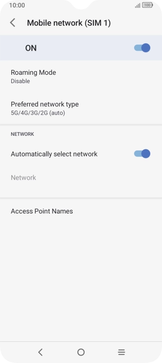 Press Preferred network type.