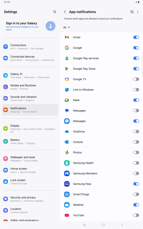 Press the drop down list.