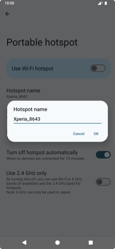Key in the required Wi-Fi hotspot name and press OK.