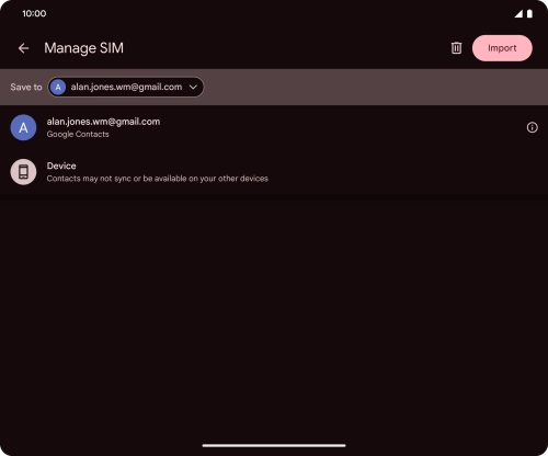 Press the required Google account.
