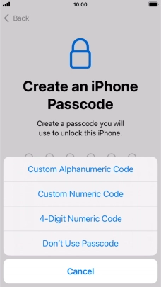 Follow the instructions on the screen to turn on use of phone lock code or press Don't Use Passcode.