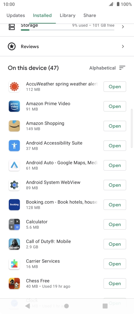 Press the required app.