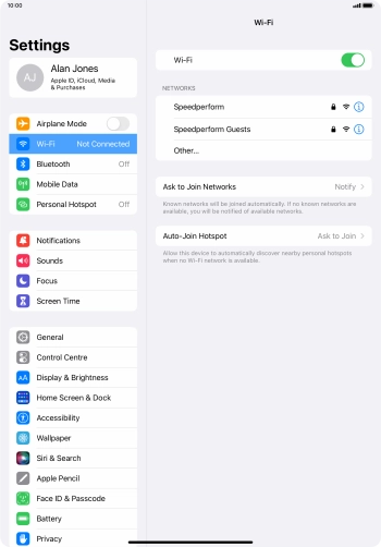 Press the required Wi-Fi network and key in the password for the Wi-Fi network.