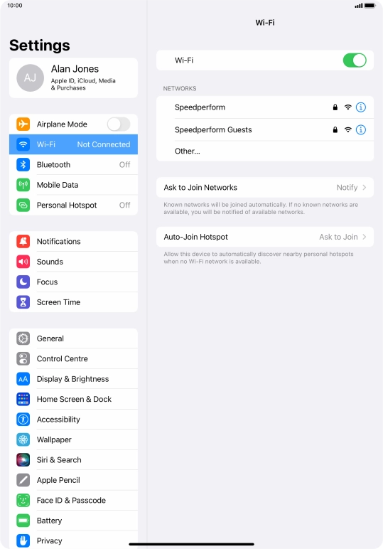 Press the required Wi-Fi network and key in the password for the Wi-Fi network.