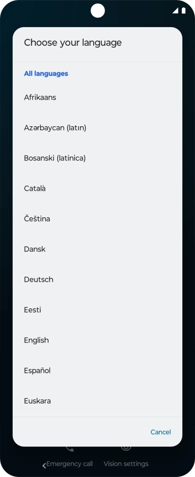 Press the required language.