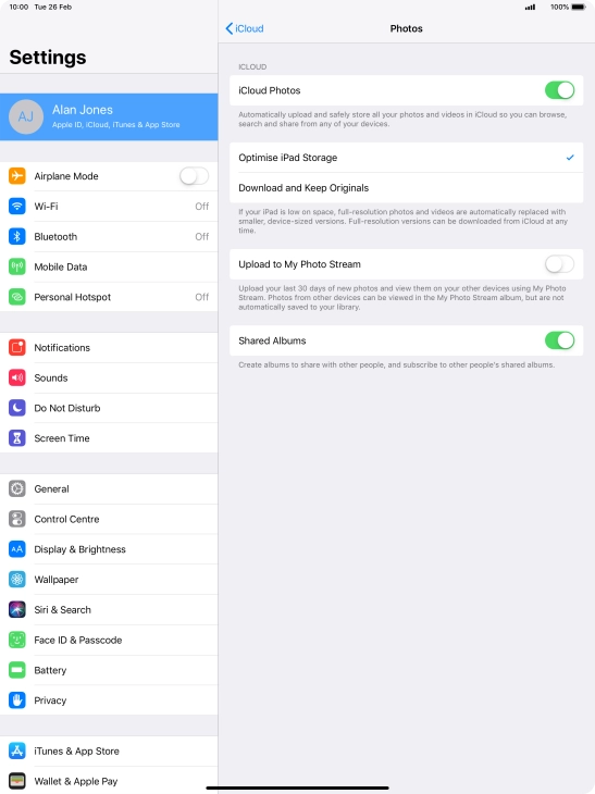 Press the indicator next to 