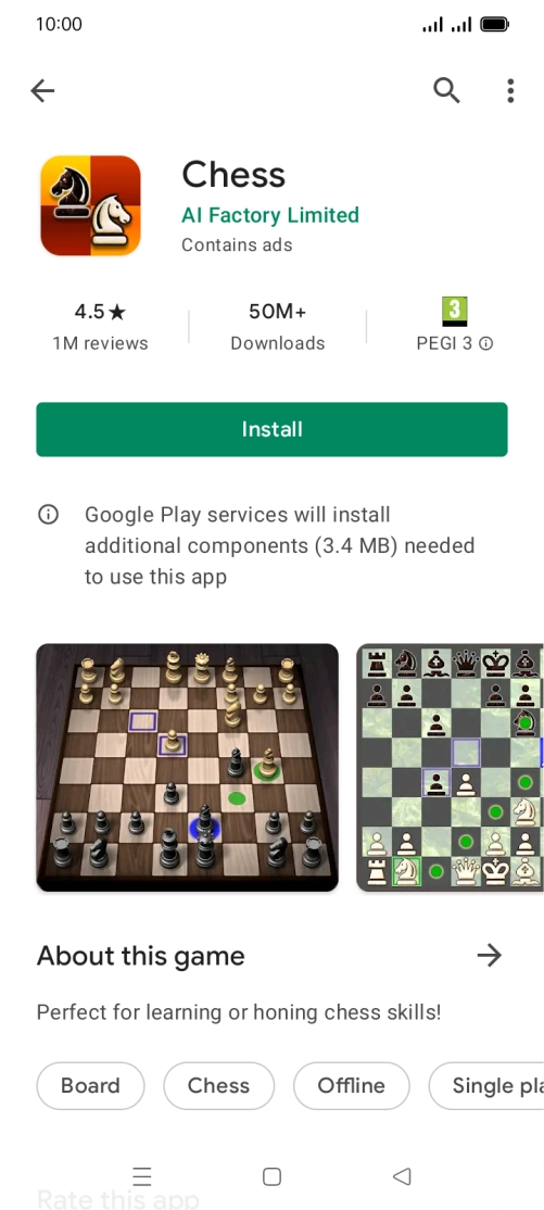 Press Install and follow the instructions on the screen to install the app.