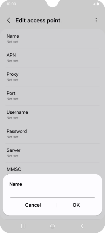 Key in EE Internet and press OK.