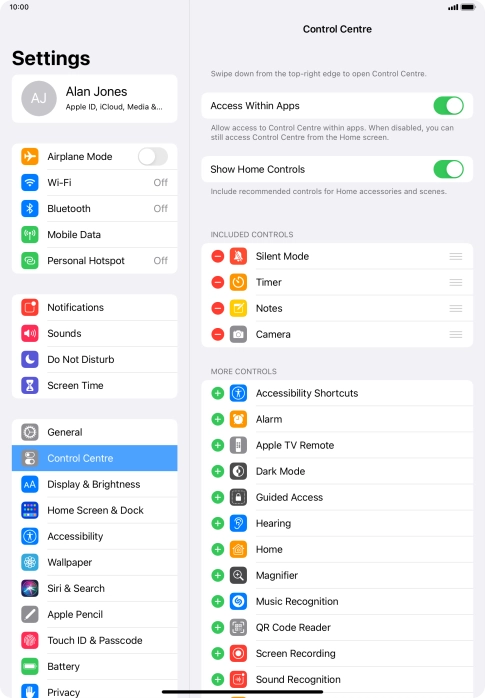 Press the indicator next to 