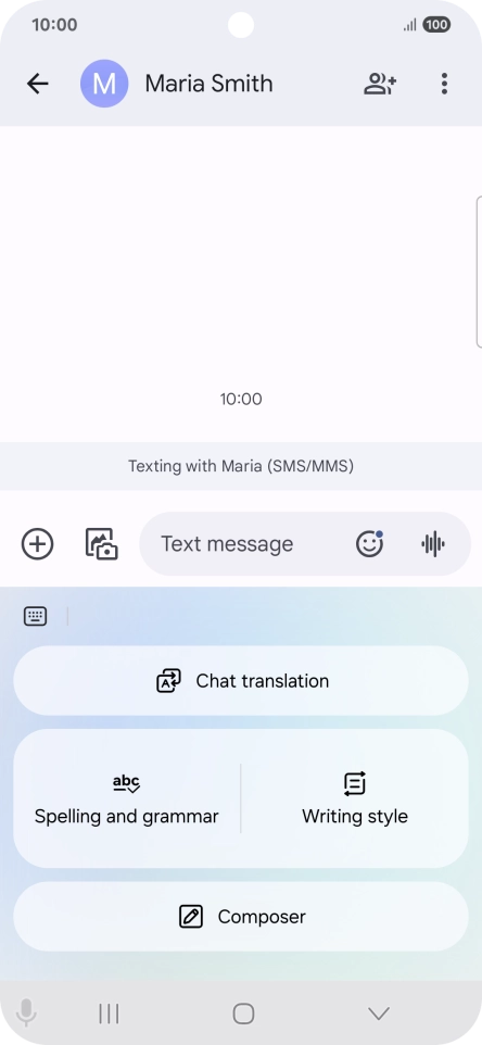 To generate a text, press Composer and follow the instructions on the screen to use the function.