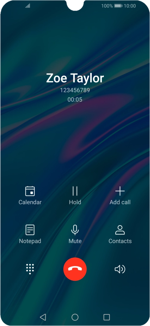 Press the end call icon.