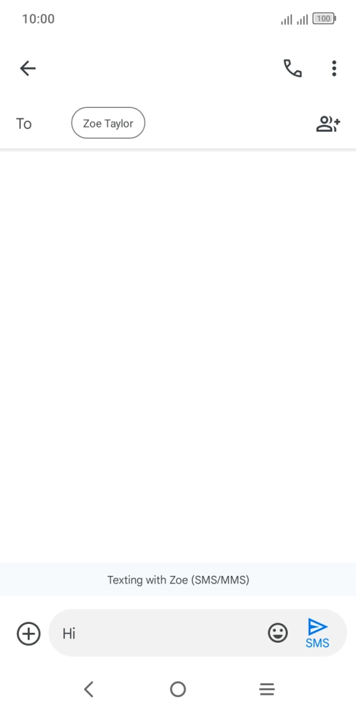 Press the send icon when you've finished your SMS.