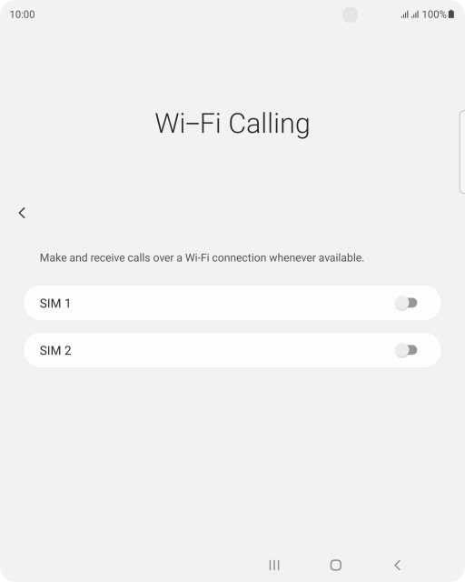 Press the indicator next to the required SIM to turn the function on or off.