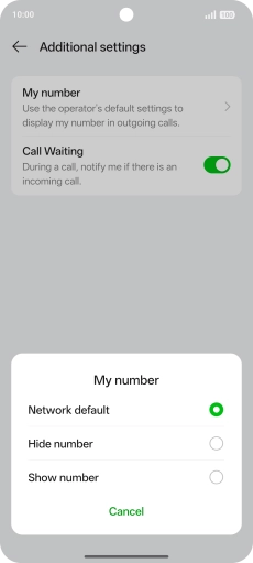 Press Show number to turn on caller identification.