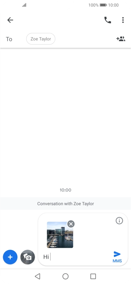 Press the send icon when you've finished your MMS.
