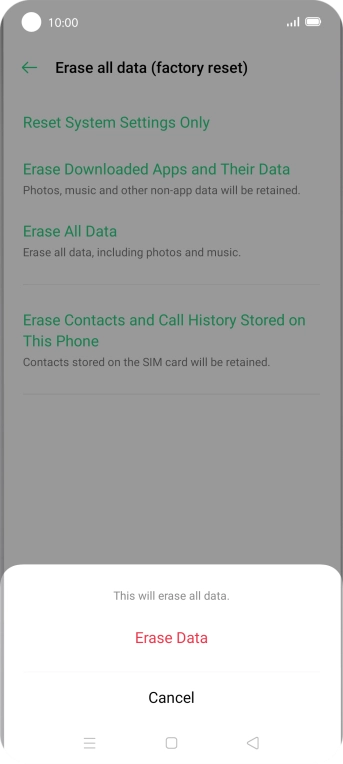 Press Erase Data.
