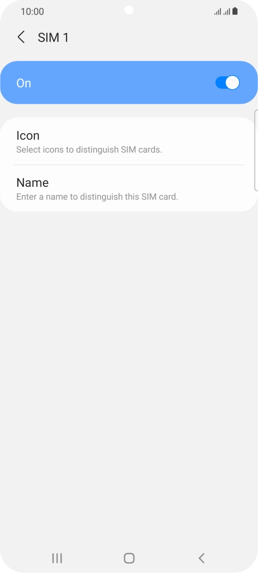 Press the indicator to turn use of the SIM on or off.