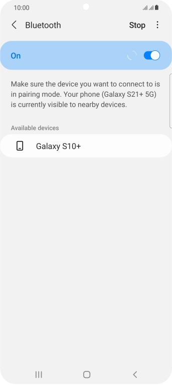 Press the required Bluetooth device and follow the instructions on the screen to pair the device with your phone.