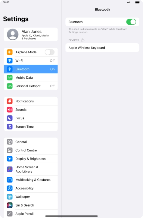 Press the required Bluetooth device and follow the instructions on the screen to pair the device with your tablet.