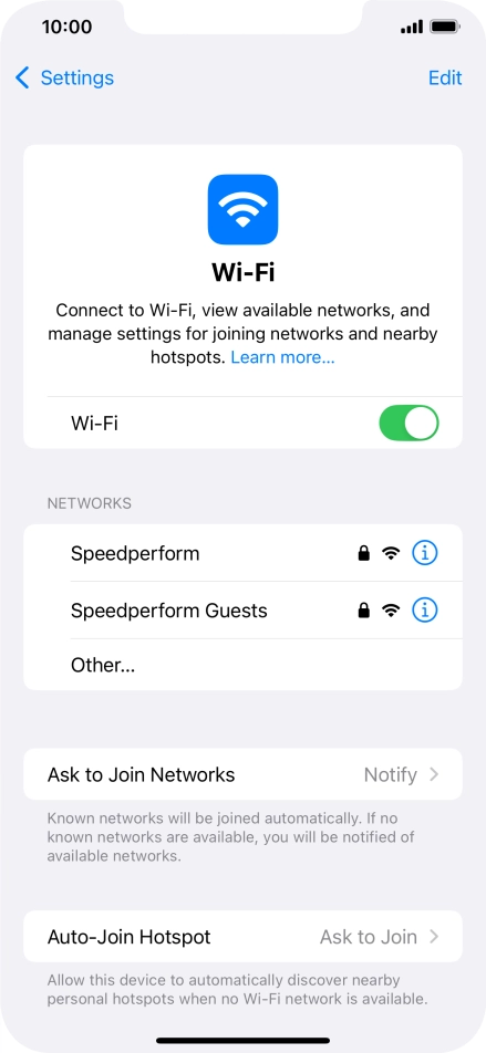 Press the required Wi-Fi network and key in the password for the Wi-Fi network.