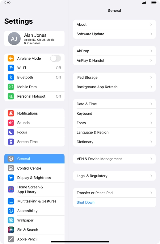 Press Software Update. If a new software version is available, it's displayed. Follow the instructions on the screen to update the tablet software.