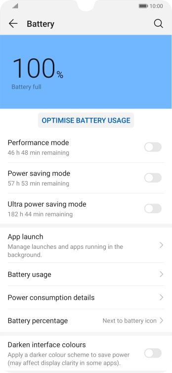 Press the indicator next to the required setting to turn on the function.